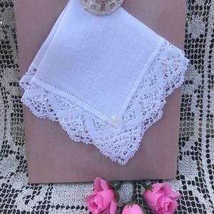 Wedding Hankie with Sea Glass